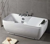 LineaAqua Atom 59 x 30 Whirlpool Bath Tub with Head Rest, Bath Filler, Hand Shower and Whirlpool Massage Jets