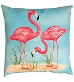 Flamingo Friends Indoor/Outdoor Weather Resistant Fabric Pillows (Set of two 20 inch)