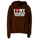 I LOVE Afghan Hound Dogs Womens Hoodie (Brown, X-Small - XXX-Large)