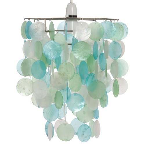 Aimbry Kleine H&auml;ngelampe mit Capiz-Muscheln, Fr&uuml;hlingsblau/-gr&uuml;n