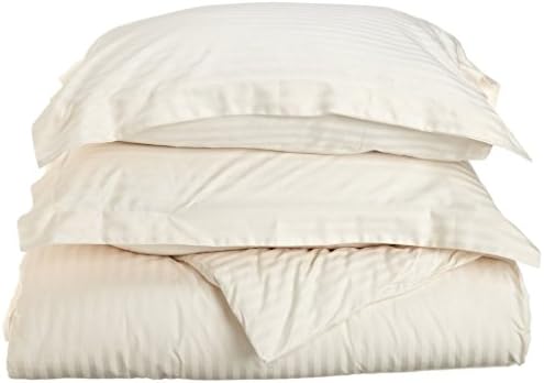 Italian Home Collections 3PC Duvet Set 400 Thread Count Cal-King 100% Pima Cotton Beige Stripe by sjd Store