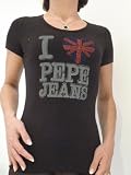 T-Shirt PEPE JEANS RUNNER noir Strass rouge pour Femme