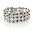 Rhodium Brass Bracelet with Siam Crystal - 6.5'' long
