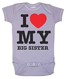 Riverstone Goods I Love (Heart) My Big Sister Short Sleeve Bodysuit (Newborn,)