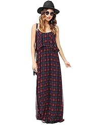 Sexy Plaid Print Chiffon Maxi Dress 