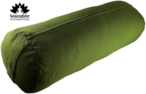 ORGANIC Cotton Yoga Bolster by Waterglider International (Green Grass, Round)