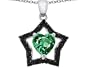 2.50 cttw 925 Heart Shaped Simulated Emerald And Black Quartz Star Pendant in 925 Sterling Silver