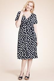 Plus Spotted & Waist Tie Jersey Dress
