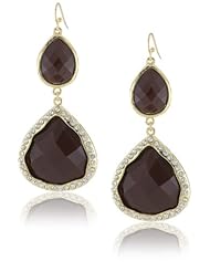 Leslie Danzis Teardrop Resin Crystals Brown Drop Earrings