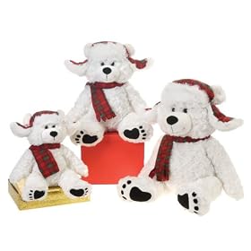 Christmas 17 Cuddle White Bear With Plaid Scarf (pack Of 12) Pack of 12 pcs by Christmas