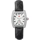 MICHELE Urban Mini Diamond Black Quilted Calf Skin Watch