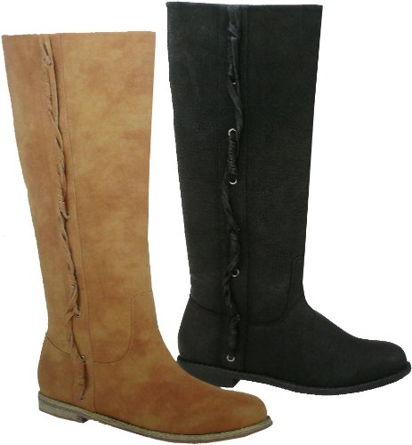 Knee High Length Riding Style Faux Nubuck Leather Boots