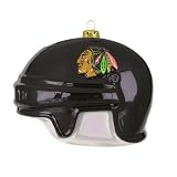 Pack of 2 NHL Chicago Blackhawks Blown Glass Helmet Christmas Ornaments 4"