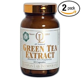 Olympian Labs Green Tea Extract, 60-Capsules (Pack of 2) (Packaging May Vary)