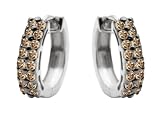 10k White Gold and Black Rhodium Brown Diamond Hoop Earrings