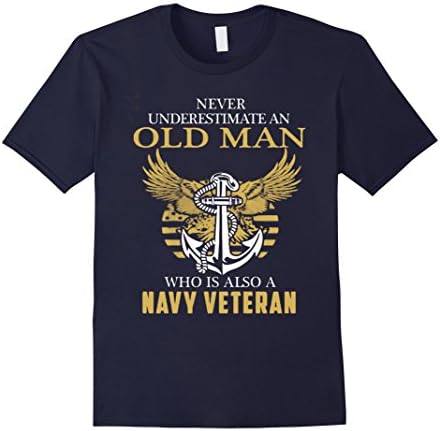 Men's Veteran T-Shirt, Veteran Gift- Old Man, Navy Veteran T-Shirt Large Navy
