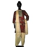 Womens Fashion Dark Red Cotton Salwar Dupatta Printed Cotton Casual Dresses M FREE SHIPP