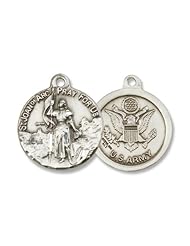 Sterling Silver St. Joan of Arc Pendant Stainless Silver Heavy Curb Chain