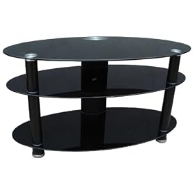 Duronic TVS47A2 Contemporary Oval Design Black Plasma/LCD/LED/3D Glass TV Stand - Upto 37" 40" 42" 43" 46" 47" 50" - Can Support upto 70KG