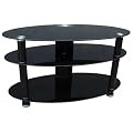 Duronic TVS47A2 Contemporary Oval Design Black Plasma/LCD/LED/3D Glass TV Stand - Upto 37" 40" 42" 43" 46" 47" 50" - Can Support upto 70KG