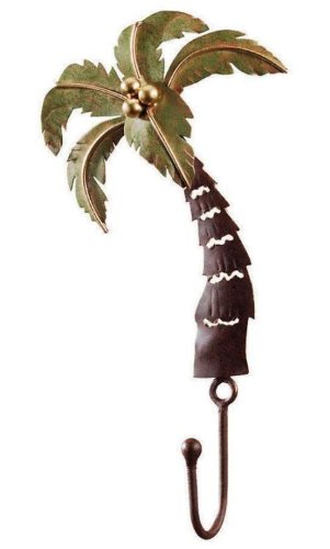 Tiki Tropical Palm Tree Wall Decor Key Rack Metal Hook