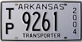 Arkansas Transporter License Plate with Black Numbers