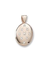 18k Premium Weight Yellow Gold Diamond Oval Locket 5/8 inch x 3/4 inch in 18K
