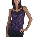 Juniors' Xhilaration&reg; Crinkle Plaid Cami - Electric Grape/Ebony