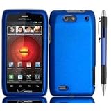 Blue Premium Design Protector Hard Cover Case for Motorola Droid 4 4G Maserati XT894 Android Smartphone  Verizon  + Bonus 1 of New Rubber Grip Translucent Ball Point Pen