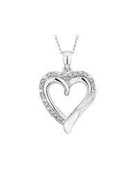 Diamond Heart Pendant Necklace 1/8 Carat (ctw) in 10K White Gold with Chain