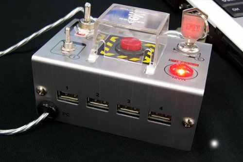 Self-Destruct Button 4 Port USB 2.0 Hub