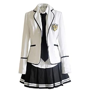 Nuotuo Womens British Style High School Uniform (L,White&black)
