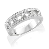 14k White Gold Diamond Anniversary Wedding Ring / Band Size 7 (HI, SI-I, 0.30 carat)