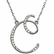 14k White Gold Scripted C Initial Diamond Necklace