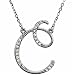 14k White Gold Scripted C Initial Diamond Necklace