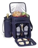 Picnic at Ascot 125B-P Classic-Wine and Cheese Cooler Blue Plaid