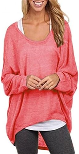 Feminent Women's Fashion Long Batwing Sleeve Loose Oversize Pullover Sweater Top Blouse (S, Red)