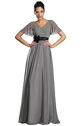 V-neck Chiffon Floor Length Mother-of-the-Bride Dress/Prom Dress 