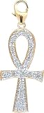 14k Gold Diamond Ankh Cross Charm (1/10 cttw)