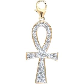 14k Gold Diamond Ankh Cross Charm (1 10 cttw) by Amazon.com Collection
