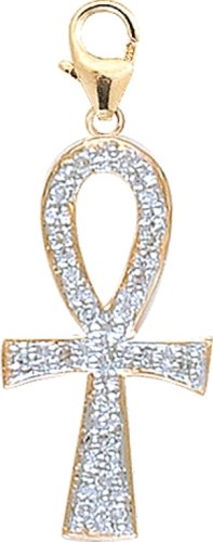 Childrens Toyshop  Jewelry : 14k Gold Diamond Ankh Cross Charm (1/10 cttw)