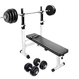 TNP Accessories® Adjustable Folding Weight Bench + 30KG Dumbbell Set + 60KG Barbell Bar Set