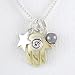 Sterling Silver and Brass Hamsa Pendant with Star and Pearl on 16" Box Chain, #8681