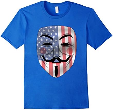 Anonymous America American Flag Guy Fawkes Mask Shirt - Male XL - Royal Blue