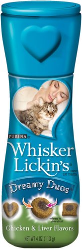 Whisker Lickins Dreamy Duos Cat Treats Chicken & Liver Flavors, 4-Ounce Canister (Pack of 10)