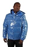 Reporter Italian Puffy Clear Blue Painted Mens Down Coat