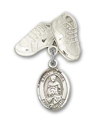 Sterling Silver Baby Badge with St. Daniel Charm and Baby Boots Pin