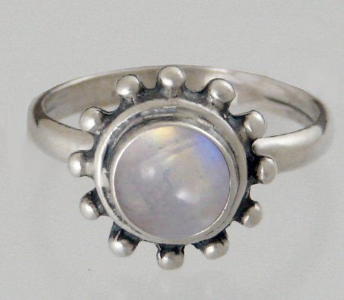 Sterling Silver Rainbow Moonstone Gemstone Ring, Made in America - Other Stones Available