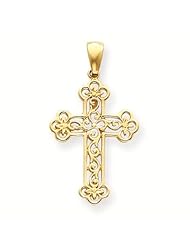 14k Filigree Budded Cross Pendant - Gold Jewelry