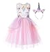 JerrisApparel Flower Girls Unicorn Costume Pageant Princess Party Dress (8-9 Years, Pink)